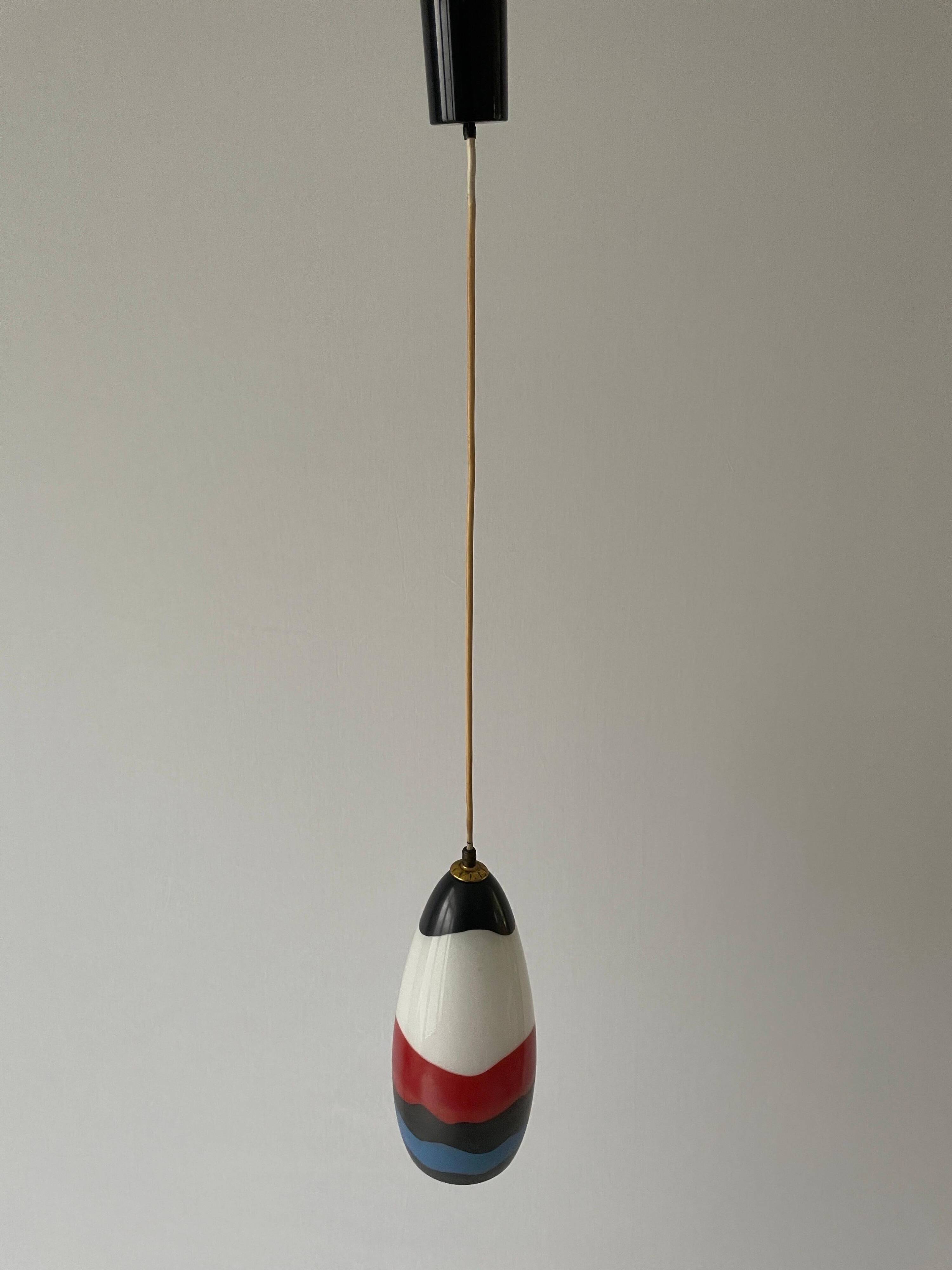 Mid-century coloured glass pendant lamp, 1960, Italy