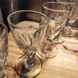 12 small twisted bistro glasses, 19th century