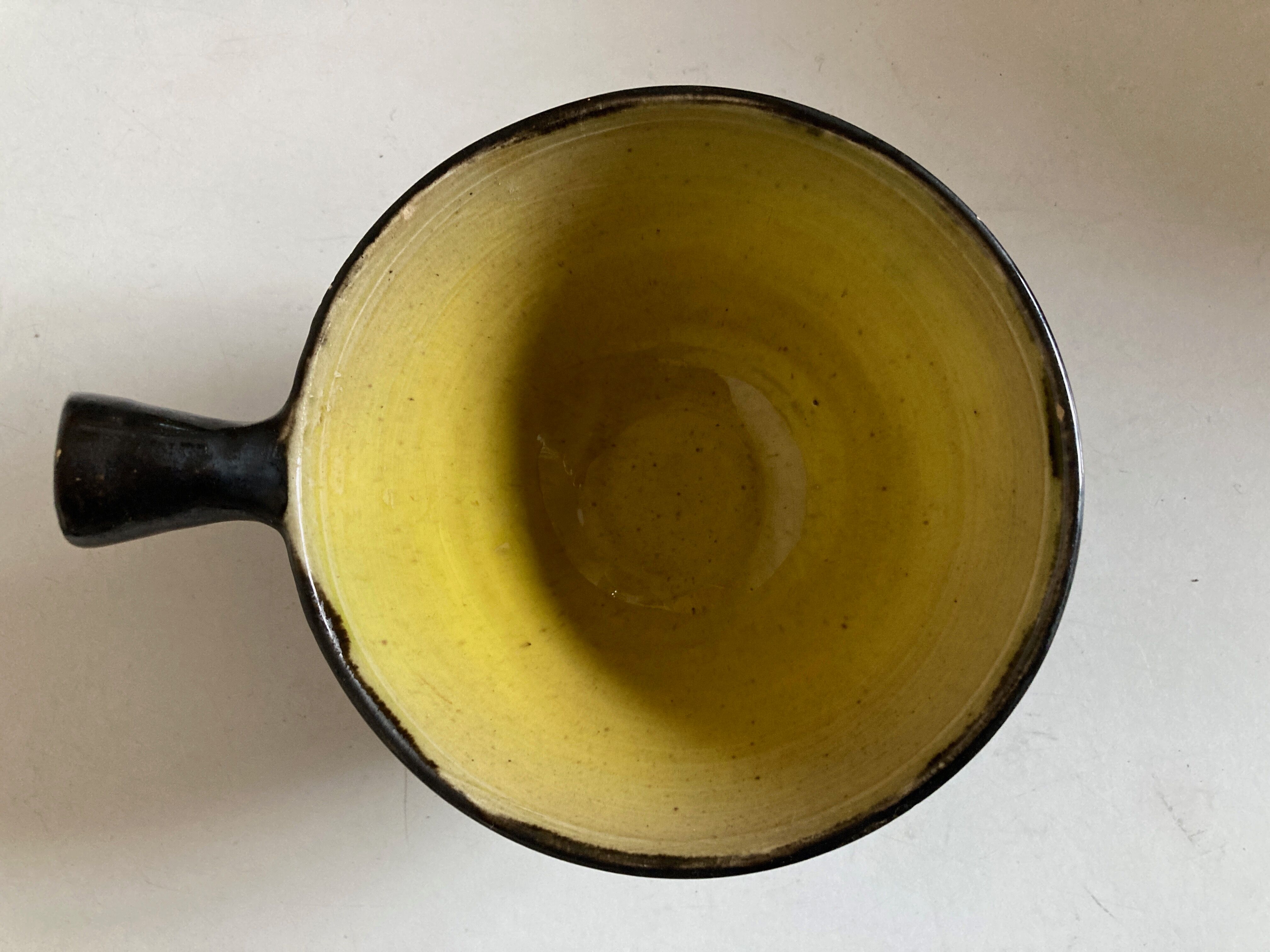 Signed mid century 1960 glazed earth cup