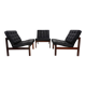 France & Son Set of 3 Modular Leather Armchairs by O. Gjerløv-Knudsen/T. Li