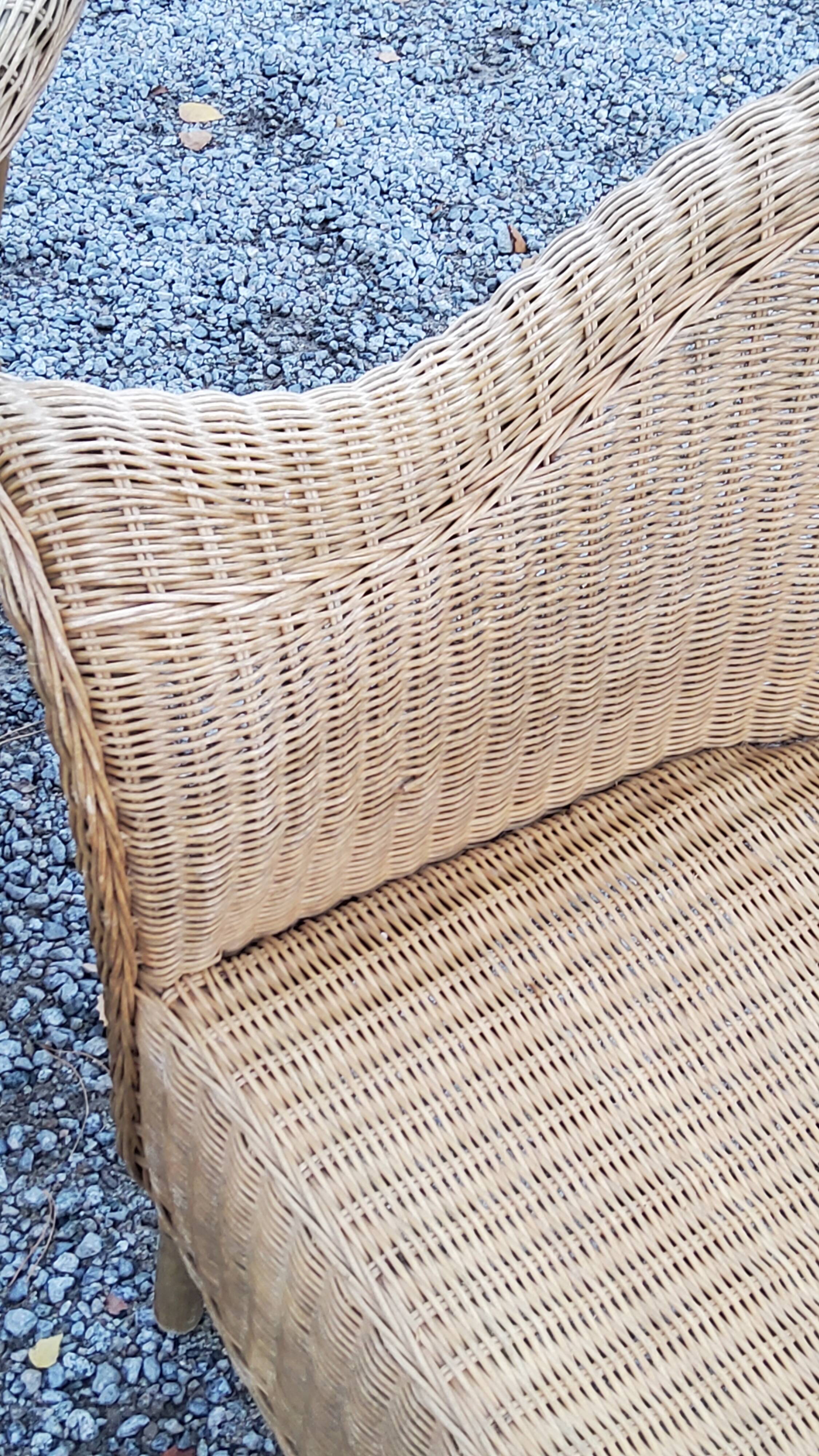 Pair of armchairs and bench in rattan and bamboo from the 60s/70s