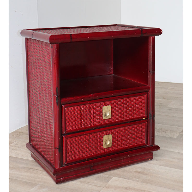 Vintage Dal Vera bedside table in bamboo and wicker, 1970