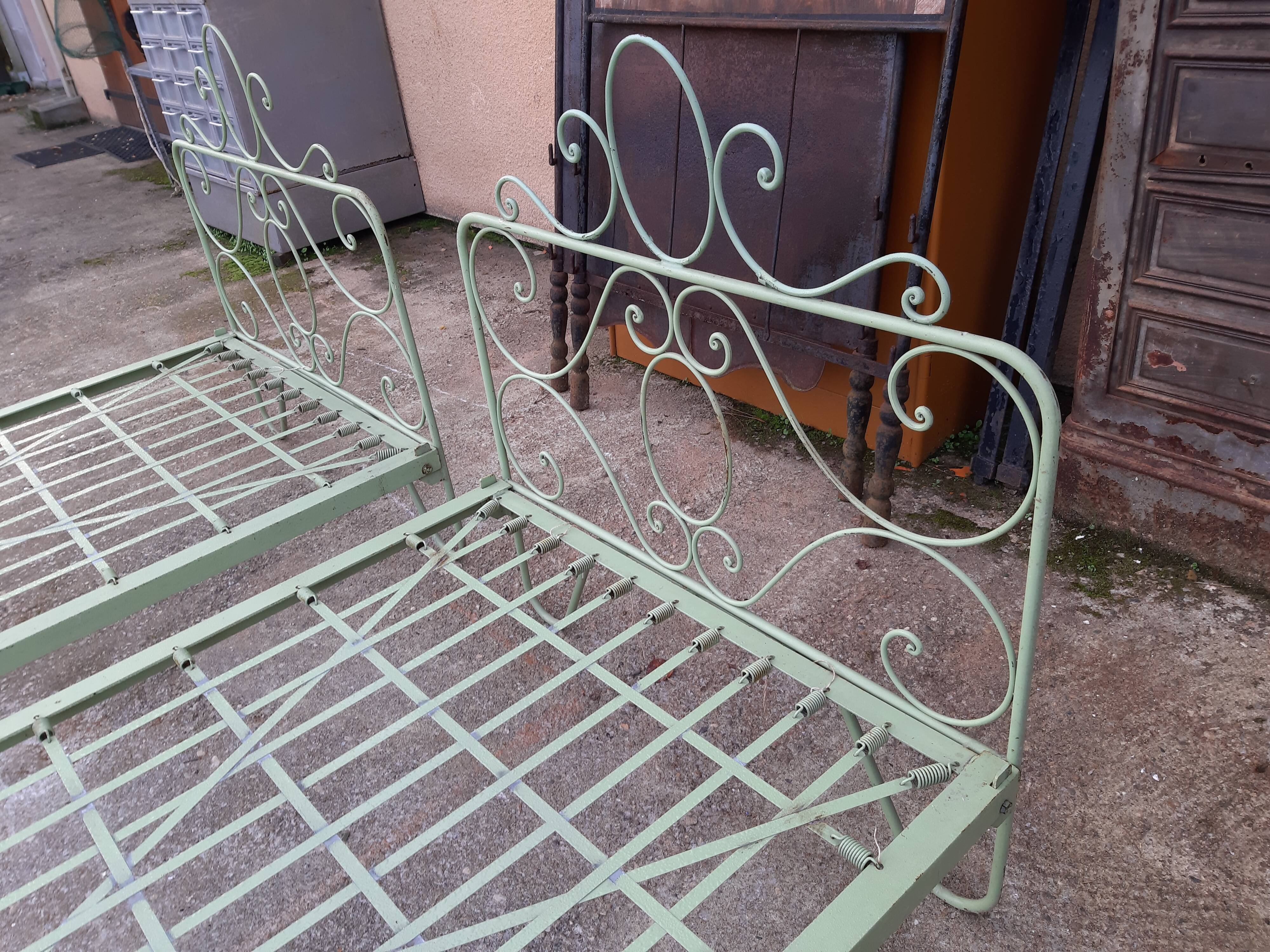 Pair of wrought iron beds 1900