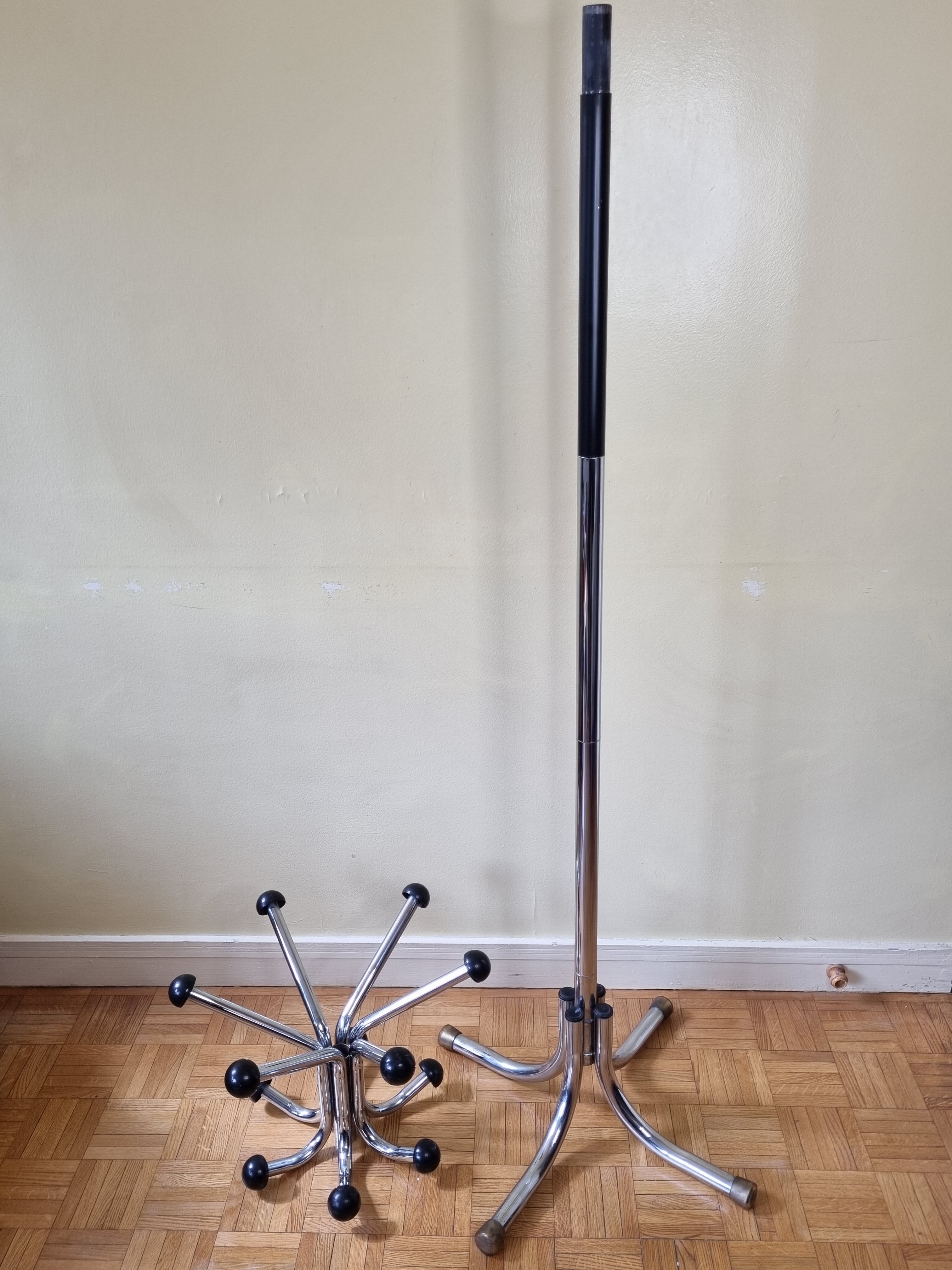 Portemanteau perroquet vintage en métal chromé, années 50-60