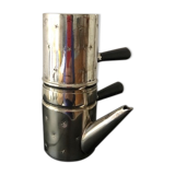 Antique individual coffee maker in silver metal