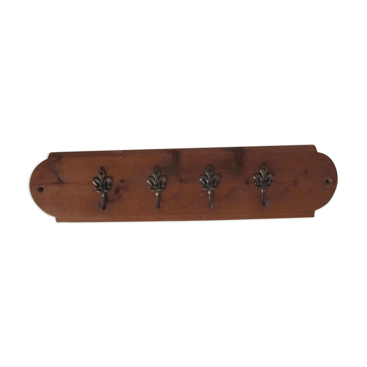 Wall coat rack wood and metal fleurs-de-lis