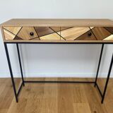 Console Oak Straw marquetry