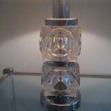 Pair of glass and chrome lamps. Circa 1970
