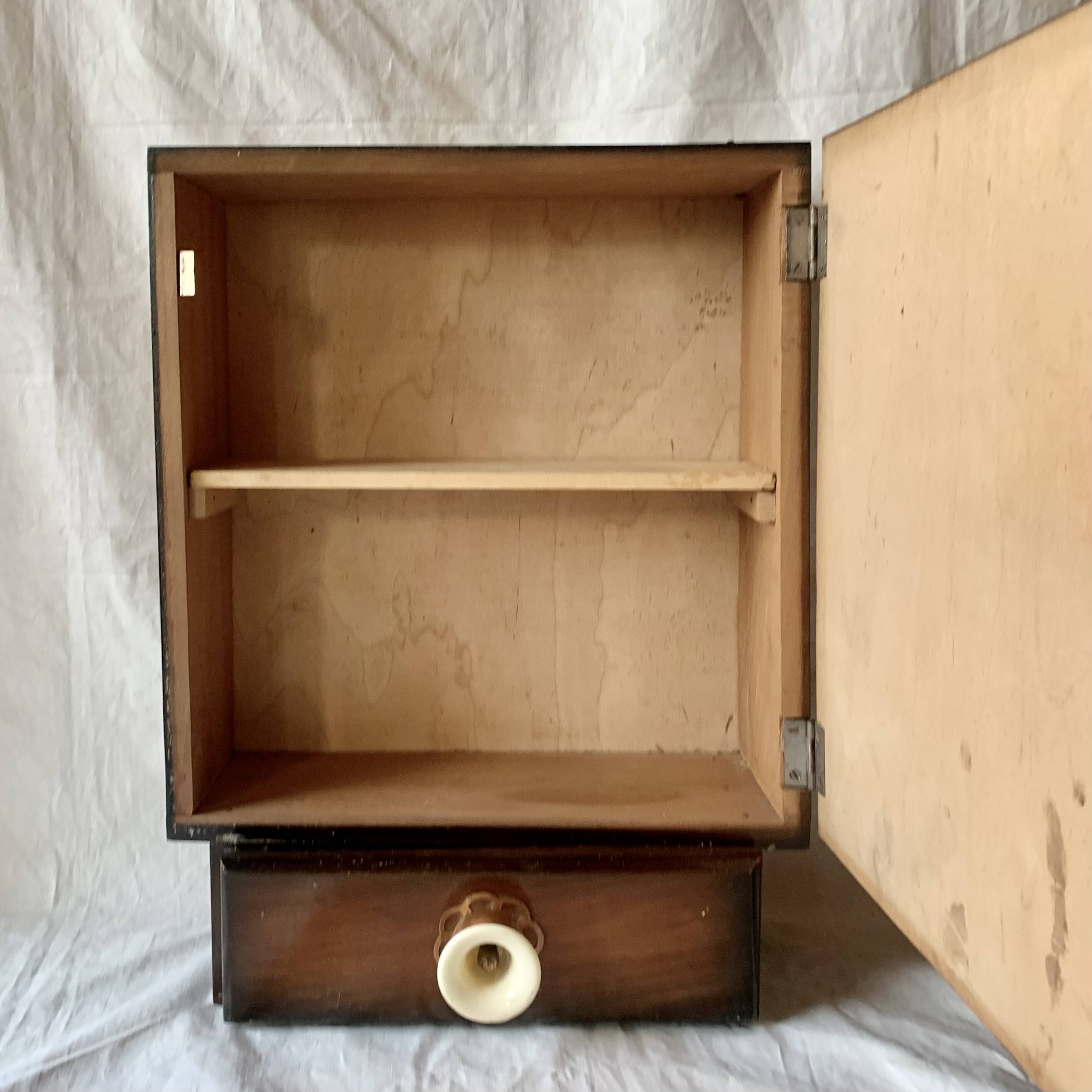 Small Art Deco wooden wall shelf