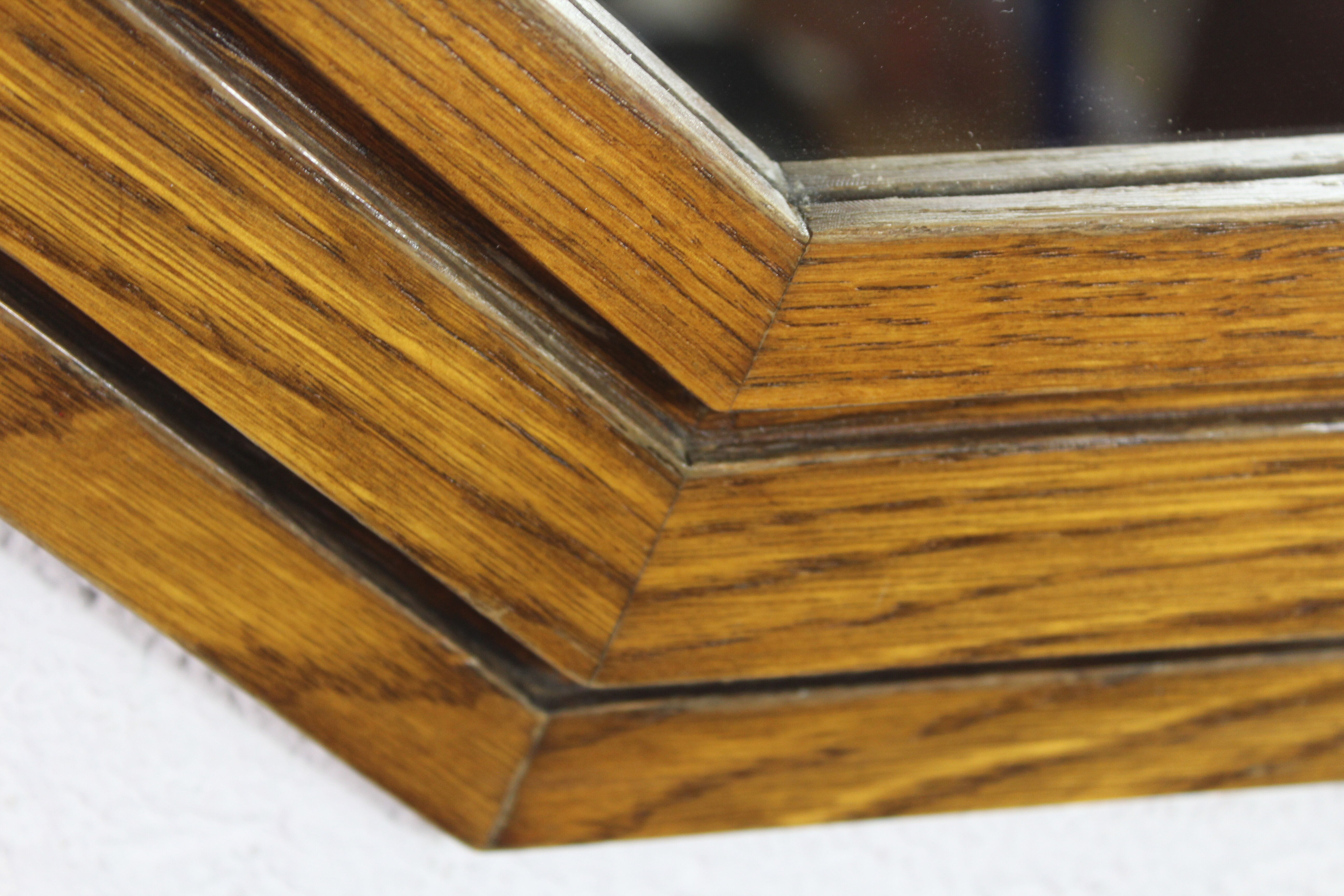 Octagonal oak mirror