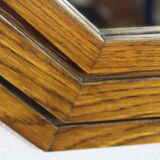 Octagonal oak mirror