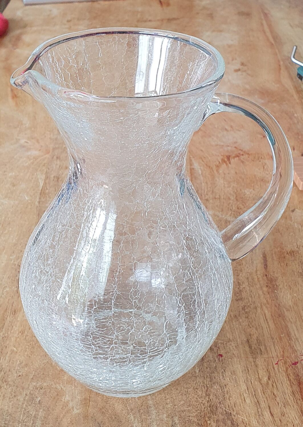 Cracked glass pitcher