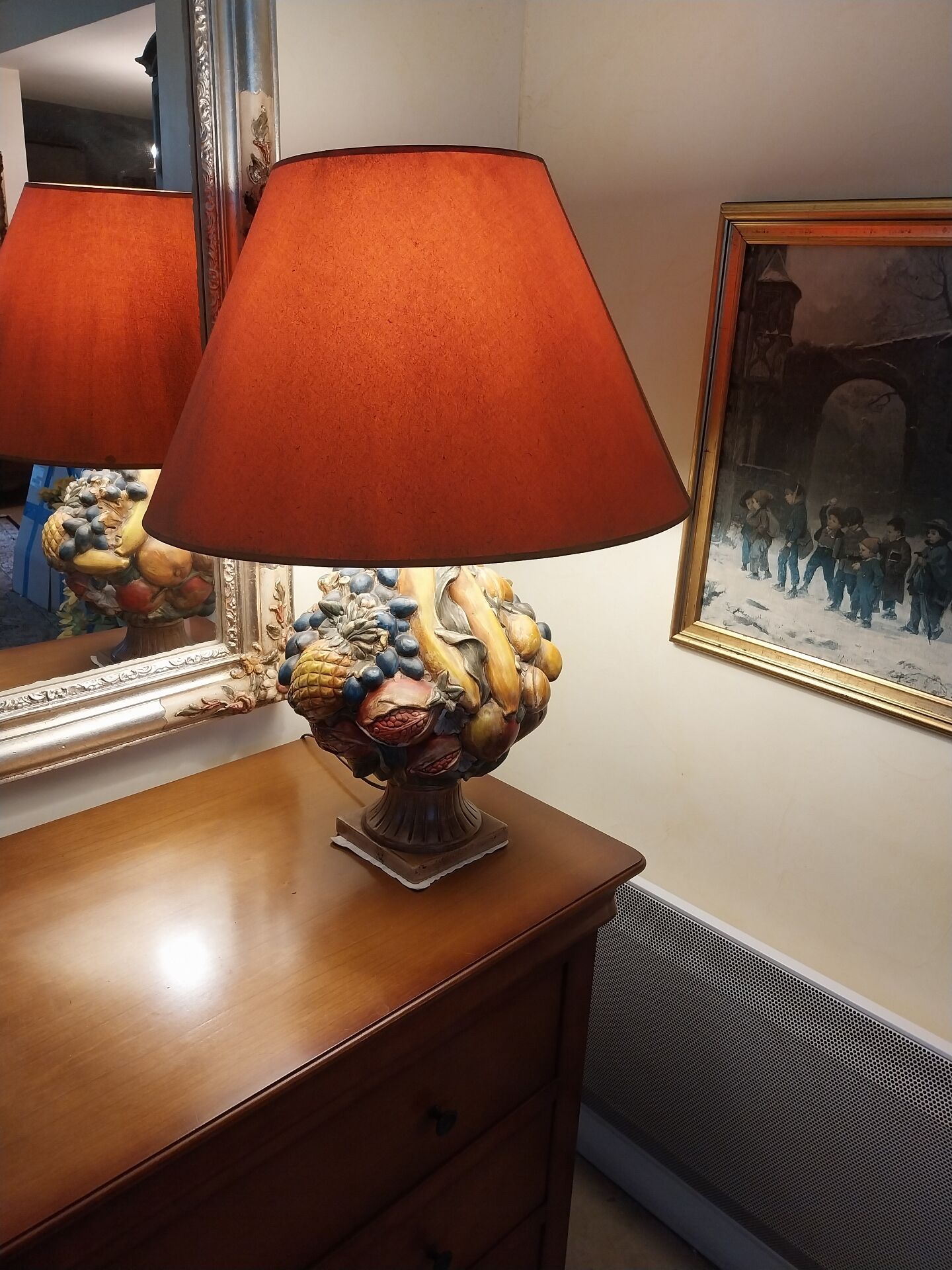 Lamp still life fruits