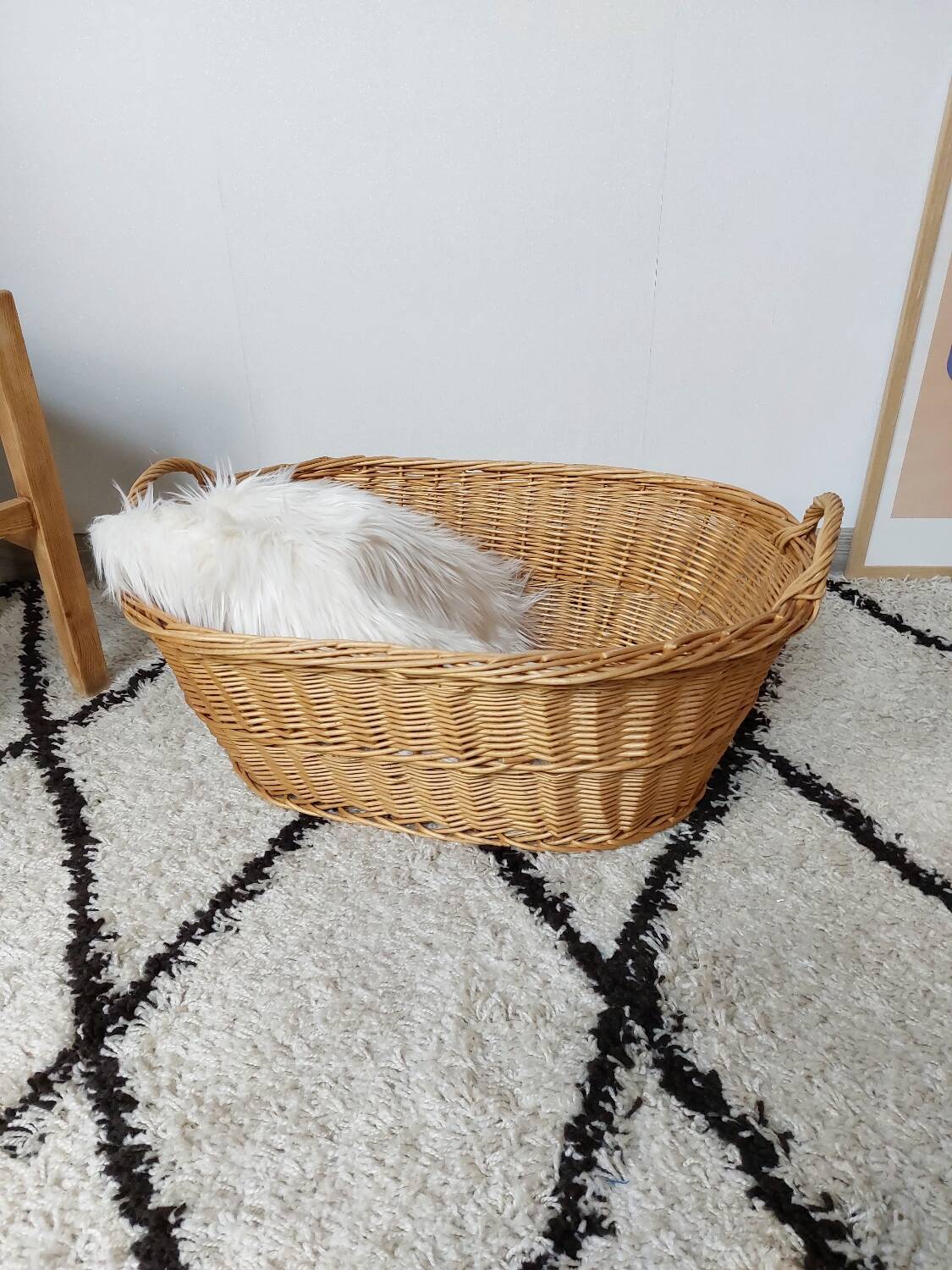 Panier a linge osier tressé