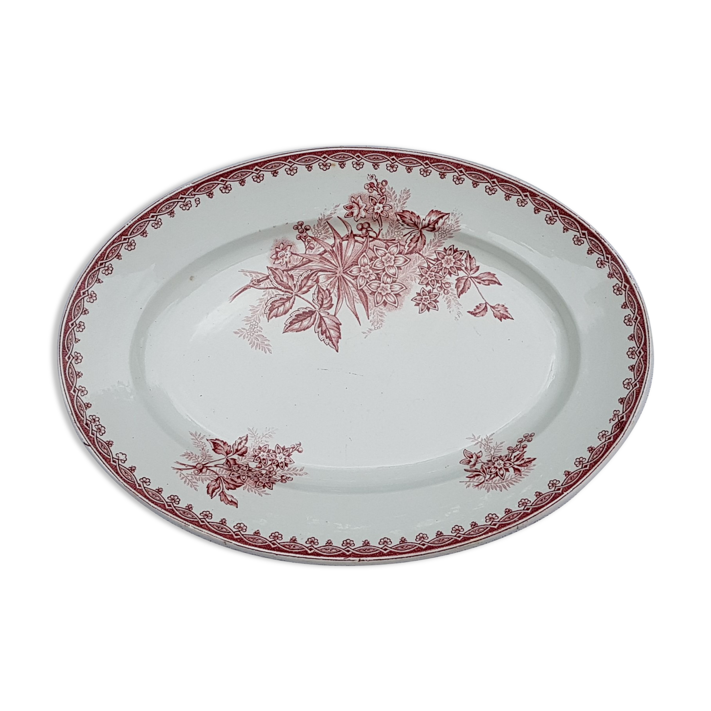 Oval serving dish in earthenware of Sté Amandinoise model Margot, iron earth.