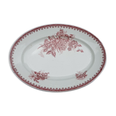 Plat de service ovale en faïence de Sté Amandinoise modèle Margot, terre de fer.
