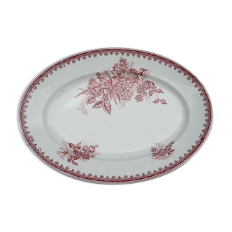 Oval serving dish in earthenware of Sté Amandinoise model Margot, iron earth.