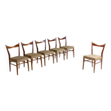 Set of slender mid-century dining chairs with finely curved backs, 1960s