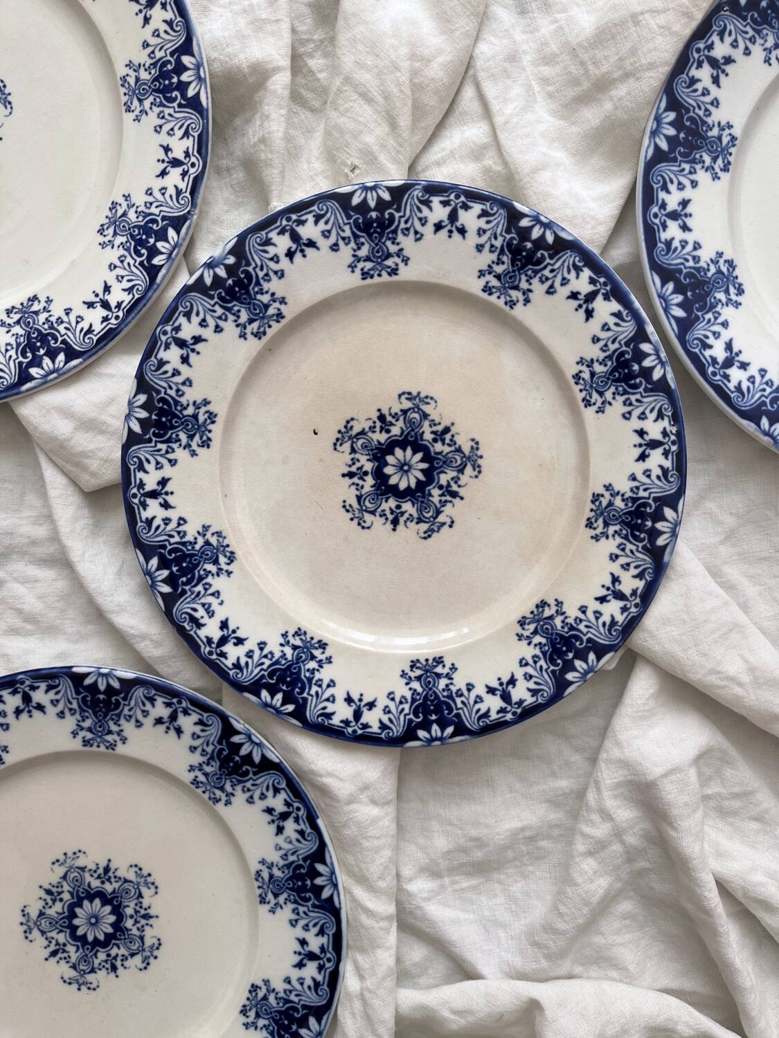 4 ironstone dessert plates "Rouen" JVB Jules Vieillard Bordeaux