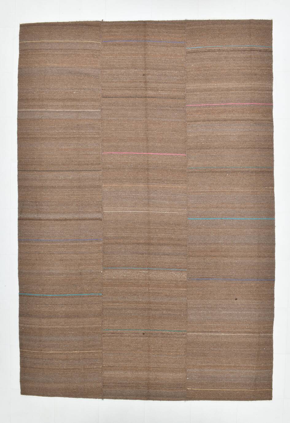 7x11 Brown Turkish Large Kilim Rug, Ethnic Patterned Rug, 221x331 Cm