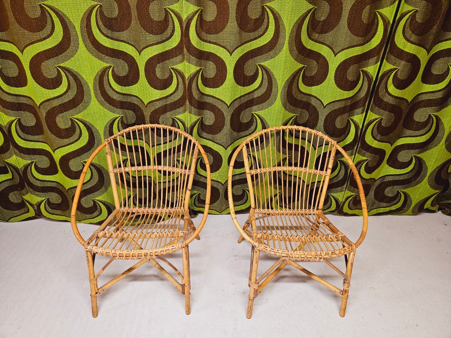 Garden lounge set in vintage bamboo rattan 1960