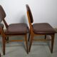 Suite de 6 chaise bois skaï marron brus vintage année 50 - 60