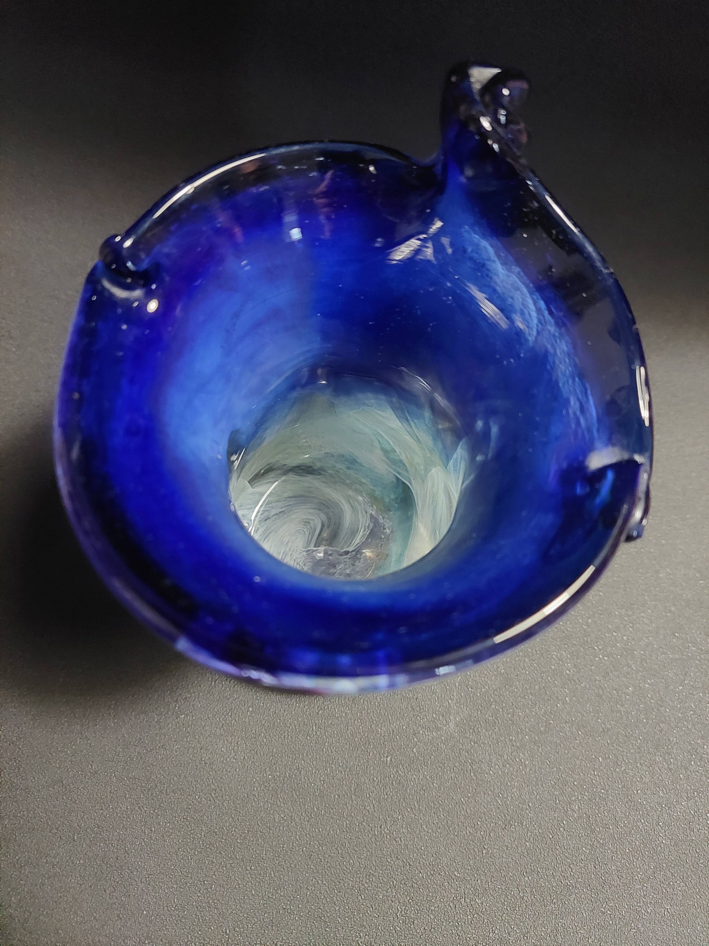 Vintage blown glass vase, Moorish art glassware, 20th century