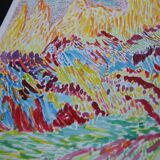 Sunset over the cliffs, painting