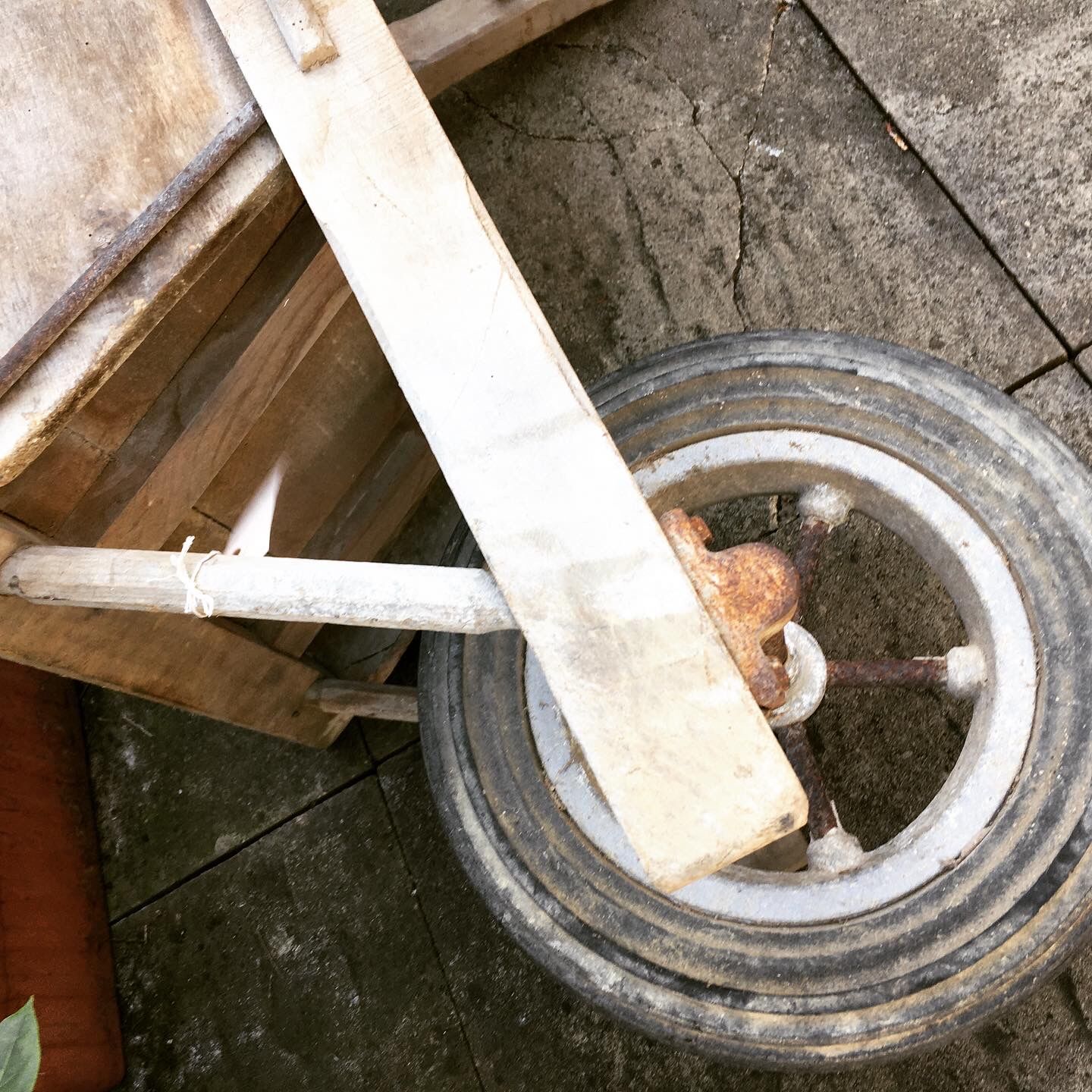 Decorative French Wooden Wheelbarrow