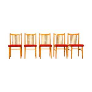 Lot de 5 chaises bois et tissu