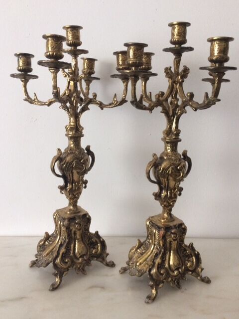 Pair of baroque bronze chandeliers