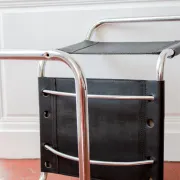 Vintage cantilever chair S33 after Mart Stam, black leather and steel.