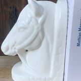 Vintage Horse Head White Ceramic Bookends