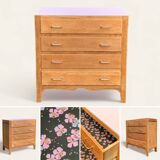 Commode vintage chêne brut massif 1950