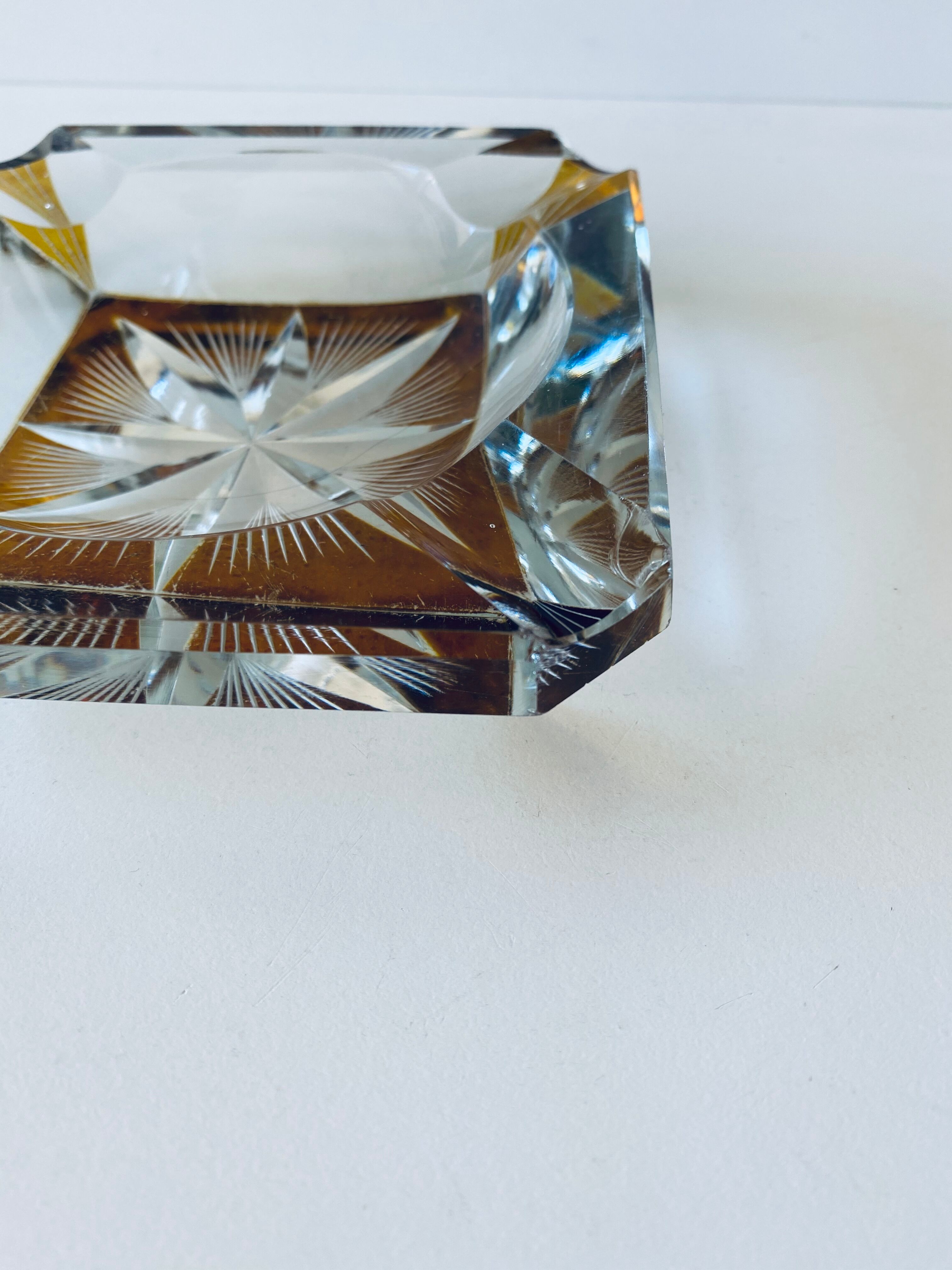Art deco ashtray in cut crystal