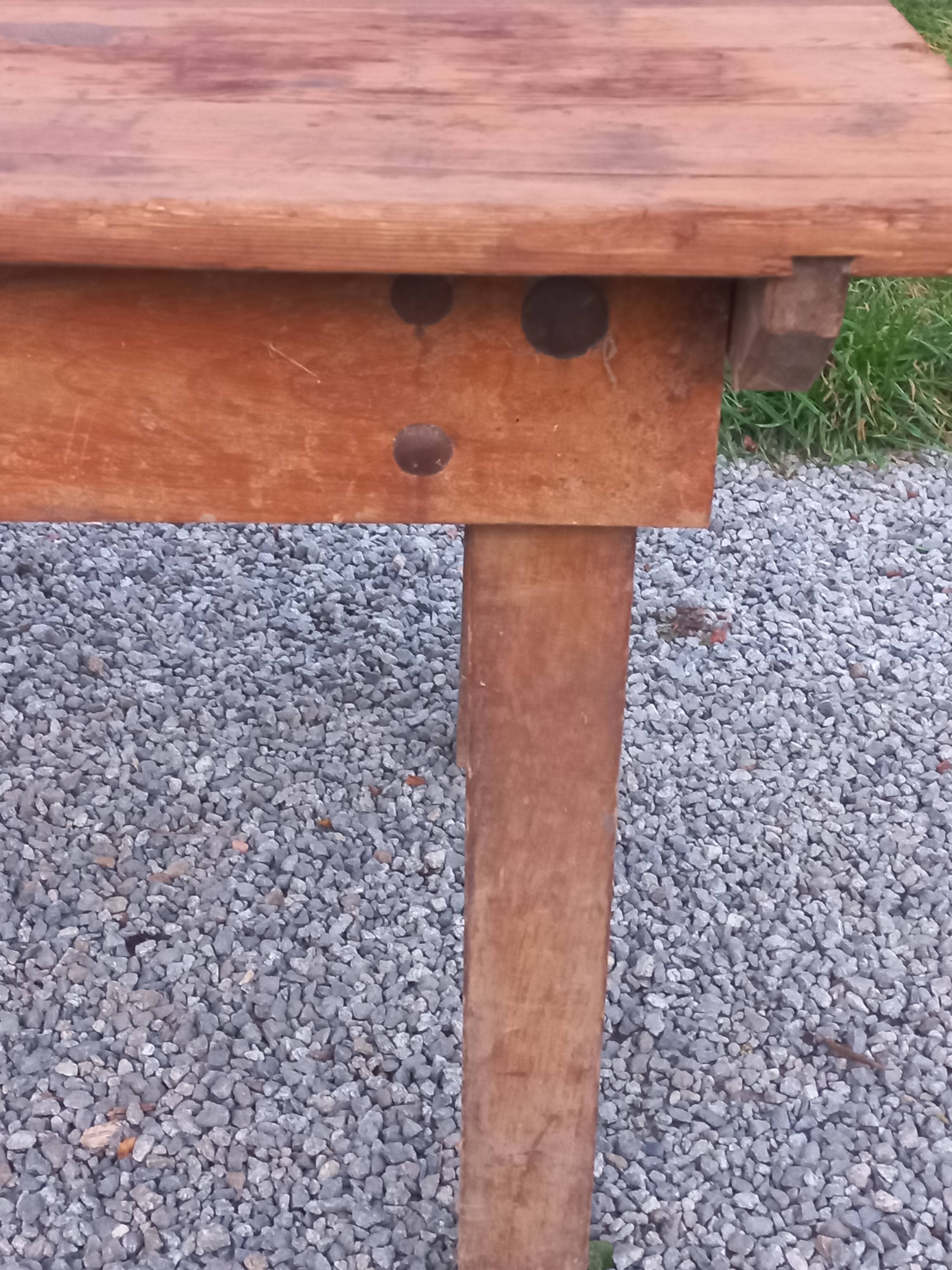 Brutalist farmhouse table Antique wooden workshop table 200cm