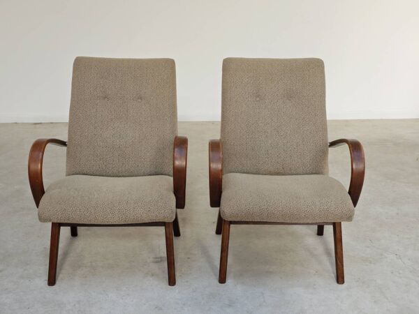 Paire de fauteuils gris dessinée par Jaroslav Smidek pour TON Bystrice