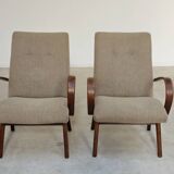 Pair of grey mottled armchairs by Jaroslav Smidek for TON Bystrice
