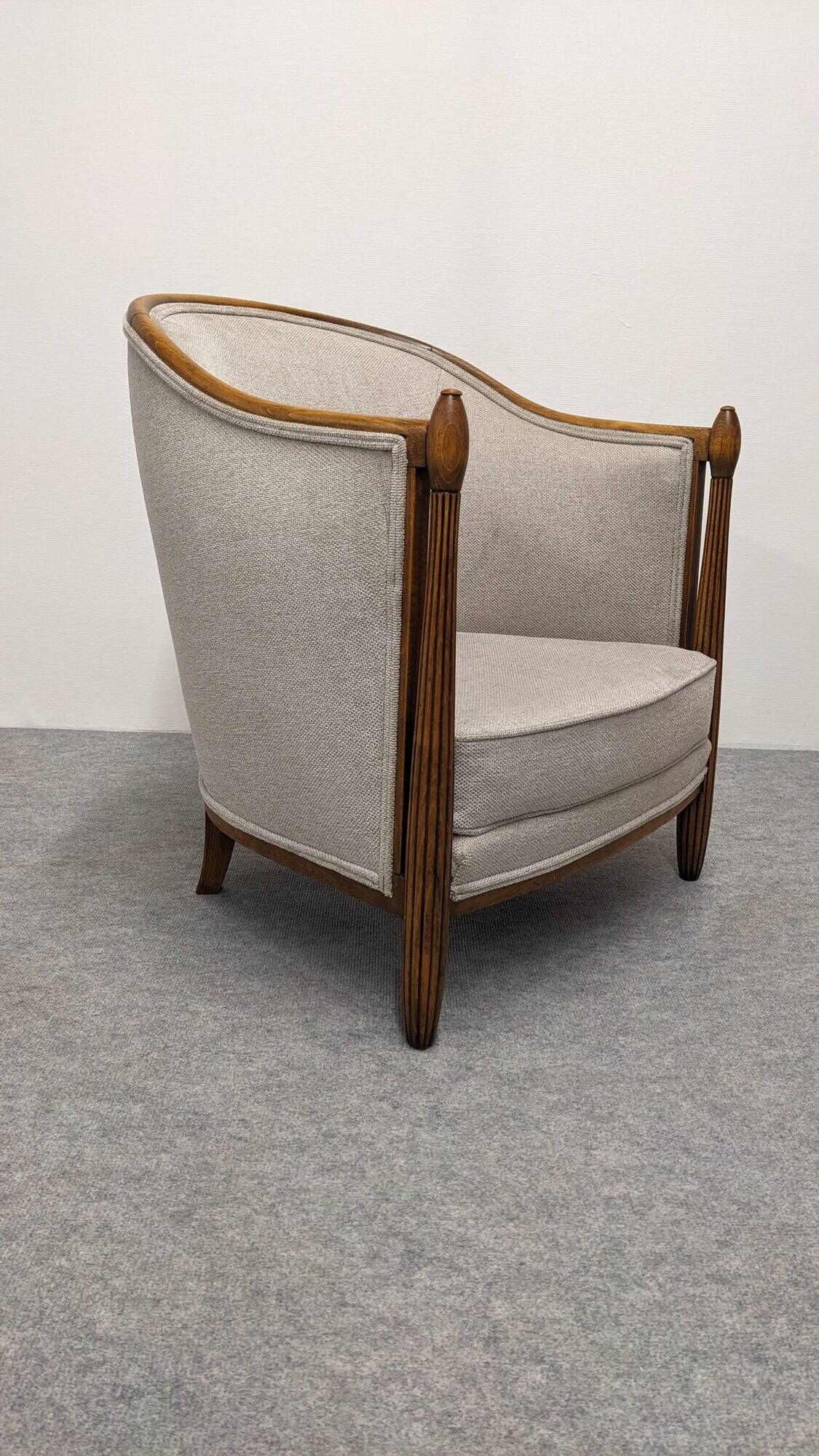 Pair of Art Deco gondola armchairs, France circa 1920