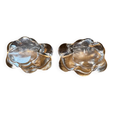 2 crystal salt cellars signed Daum, vintage 1960s.
