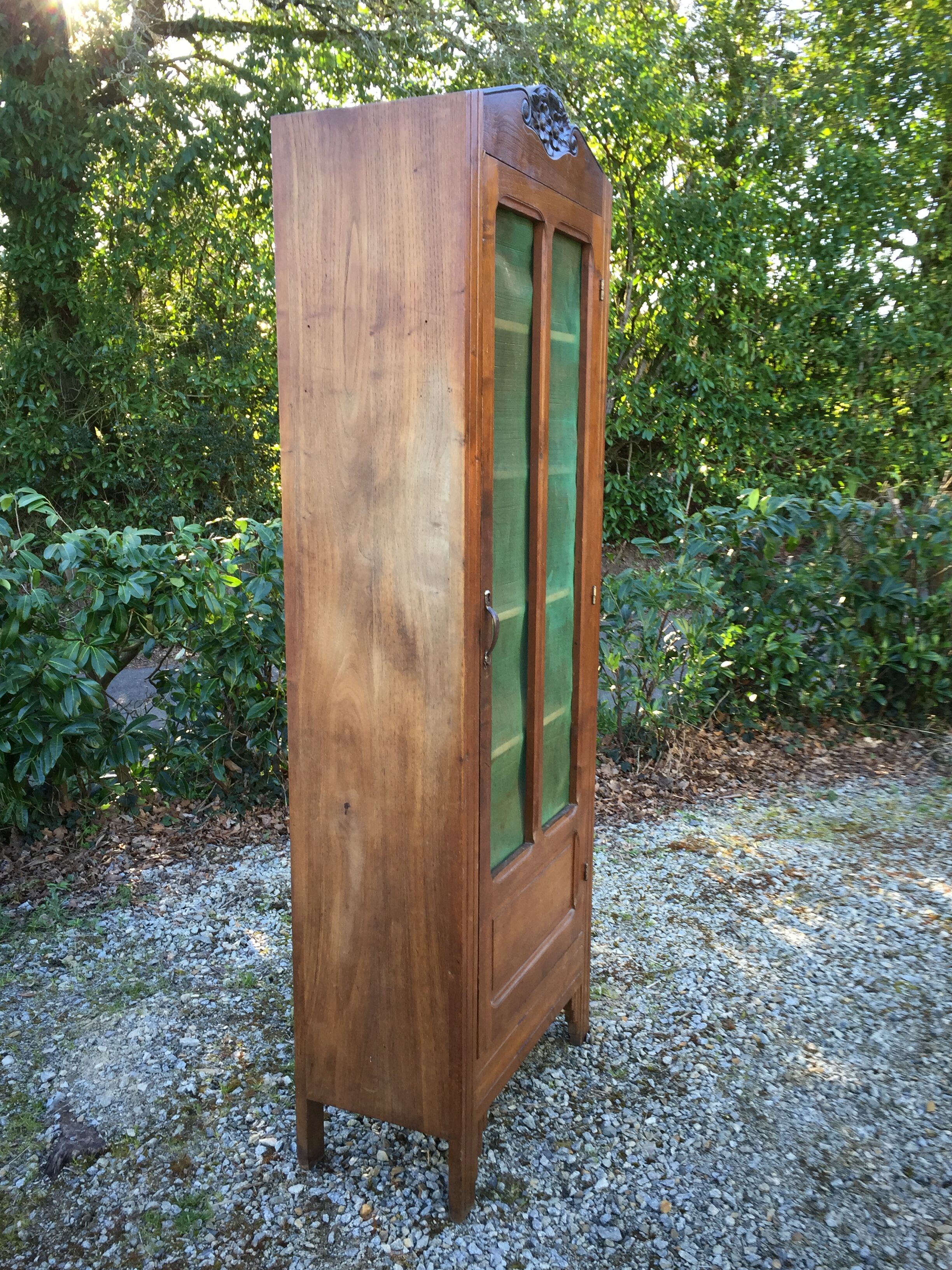 Vintage mesh cabinet in solid oak rococo period 1930
