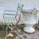 Large 19th century foldable garden armchair in wrought iron and wood