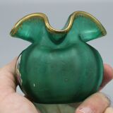 old small frosted glass ball vase floral art nouveau decor legras mont