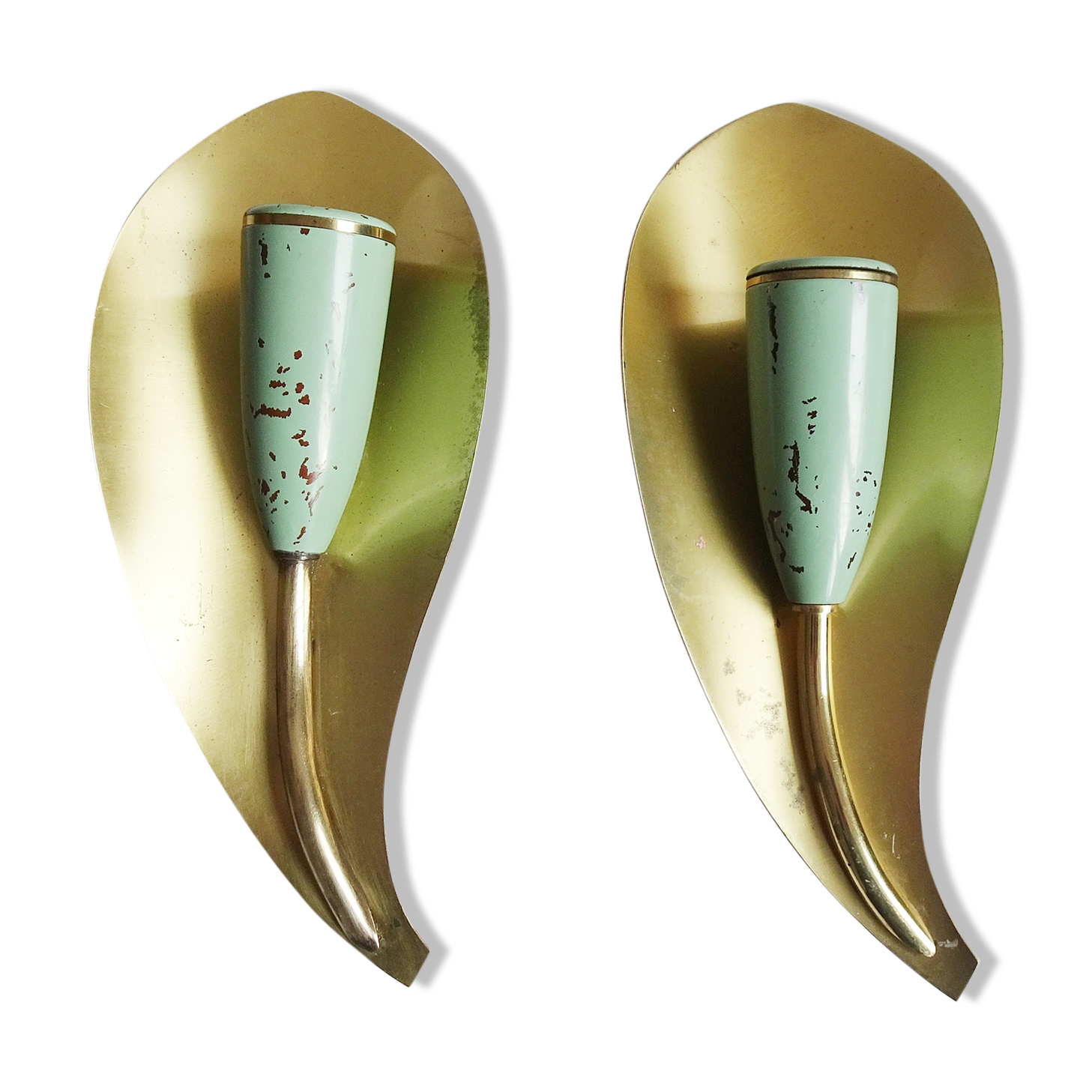 Wall lamps brass in pastel green