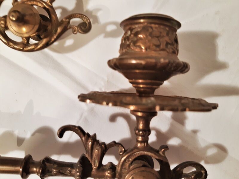 pair of candlesticks, a candle, piano 19th in bronze