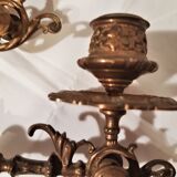 pair of candlesticks, a candle, piano 19th in bronze