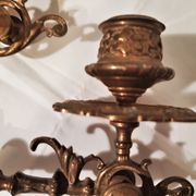 pair of candlesticks, a candle, piano 19th in bronze