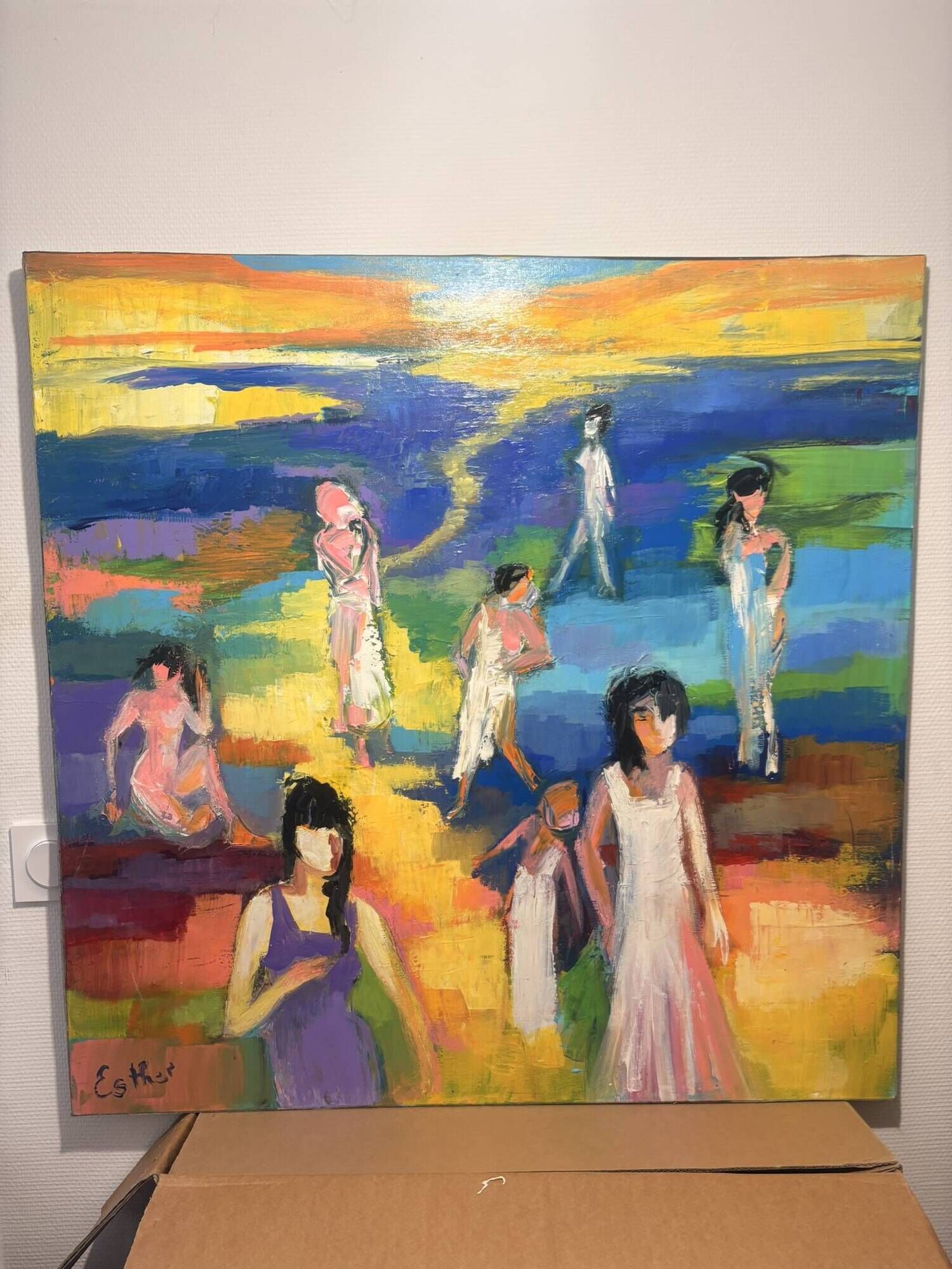 Oil Painting Canvas Deloison Abstract Modern Woman Perfume Beach