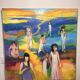 Oil Painting Canvas Deloison Abstract Modern Woman Perfume Beach