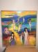Tableau peinture huile sur toile abstraite Deloison "Parfum femme plage"